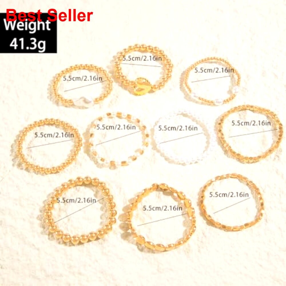 Stackable Stretch Bracelets With Pearl Beads And … - image 2